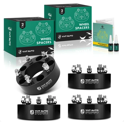 4 Pcs 2 inches Black 5x5 to 5x5 inches Wheel Spacers 0.5 inch x 20 87.1mm