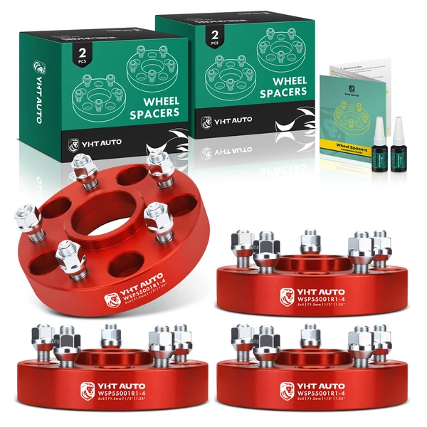 4 Pcs 1.25 inches Red 5x5 to 5x5 inches Wheel Spacers 0.5 inch x 20 71.5mm for Jeep Wrangler