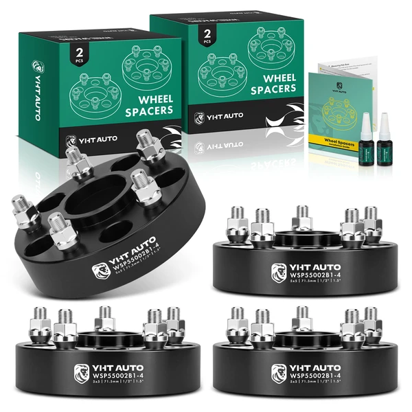 4 Pcs 1.5 inches Black 5x5 to 5x5 inches Wheel Spacers M0.5 inch x 20 71.5mm for Jeep Grand Cherokee