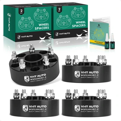 4 Pcs 2 inches Black 5x5 to 5x5 inches Wheel Spacers 0.5 inch x 20 71.5mm