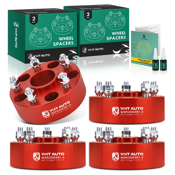 4 Pcs 2 inches Red 5x5 to 5x5 inches Wheel Spacers 0.5 inch x 20 71.5mm for Jeep Wrangler