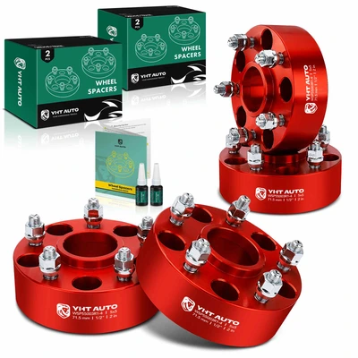 4 Pcs 2 inches Red 5x5 to 5x5 inches Wheel Spacers 0.5 inch x 20 71.5mm