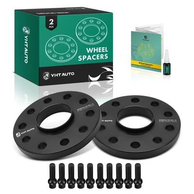 2 Pcs 0.59 inche Black 5x5.12 to 5x5.12 inches Wheel Spacers M14x1.5 71.6mms