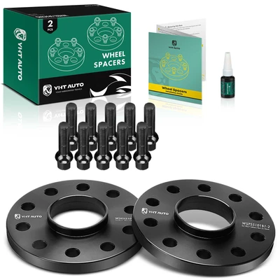 2 Pcs 0.59 inche Black 5x5.12 to 5x5.12 inches Wheel Spacers M14x1.5 71.6mms