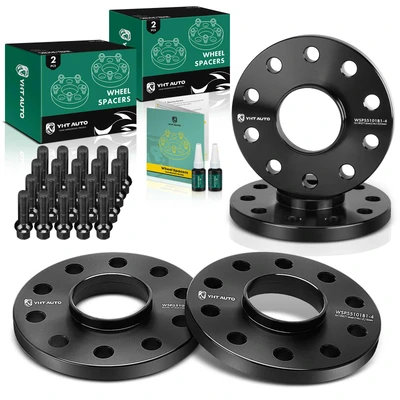 4 Pcs 0.59 inches Black 5x5.12 to 5x5.12 inches Wheel Spacers M14x1.5 71.6mm