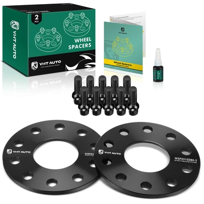 2 Pcs 0.28 inches Black 5x5.12 to 5x5.12 inches Wheel Spacers M14x1.5 71.6mm