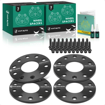 4 Pcs 0.28 inches Black 5x5.12 to 5x5.12 inches Wheel Spacers M14x1.5 71.6mm