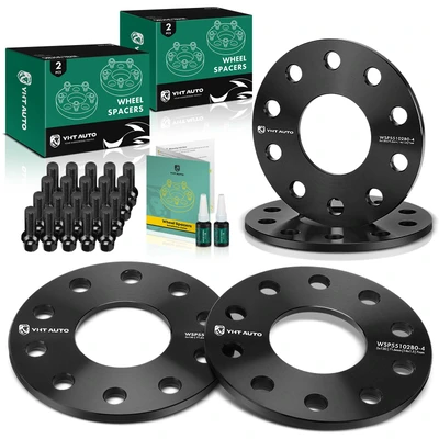 4 Pcs 0.28 inches Black 5x5.12 to 5x5.12 inches Wheel Spacers M14x1.5 71.6mm