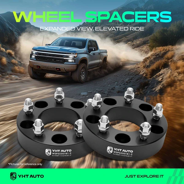 2 Pcs 1.5 inches Black 5x5.31 to 5x5.31 inches Wheel Spacers M14x2 87.1mm for Ford F-150 Lincoln