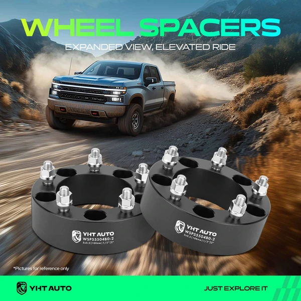 2 Pcs 2 inches Black 5x5.5 to 5x5.5 inches Wheel Spacers 0.5 inch x 20 108mm for 1966-1968 Jeep CJ5A