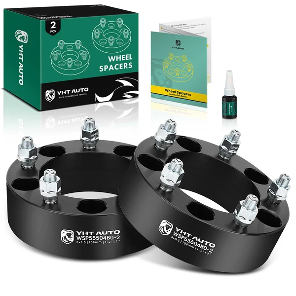 2 Pcs 2 inches Black 5x5.5 to 5x5.5 inches Wheel Spacers 0.5 inch x 20 108mm for 1994-2001 Dodge Ram 1500