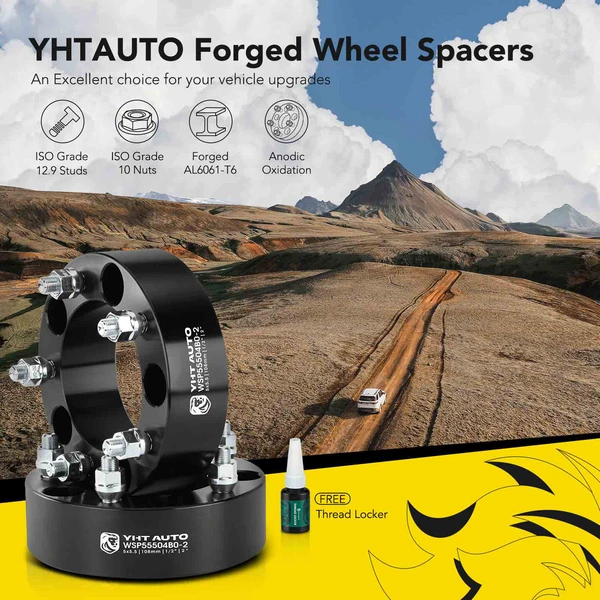 2 Pcs 2 inches Black 5x5.5 to 5x5.5 inches Wheel Spacers 0.5 inch x 20 108mm for 1994-2001 Dodge Ram 1500