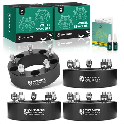 4 Pcs 2 inches Black 5x5.5 to 5x5.5 inches Wheel Spacers 0.5 inch x 20 108mm