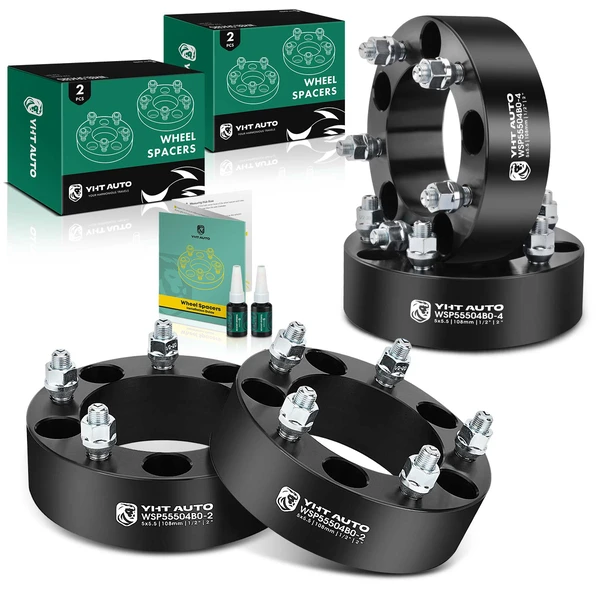 4 Pcs 2 inches Black 5x5.5 to 5x5.5 inches Wheel Spacers 0.5 inch x 20 108mm for 1999-2003 Dodge Ram 1500 Van