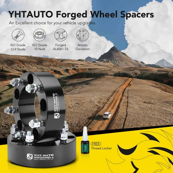 4 Pcs 2 inches Black 5x5.5 to 5x5.5 inches Wheel Spacers 0.5 inch x 20 108mm for 1999-2003 Dodge Ram 1500 Van