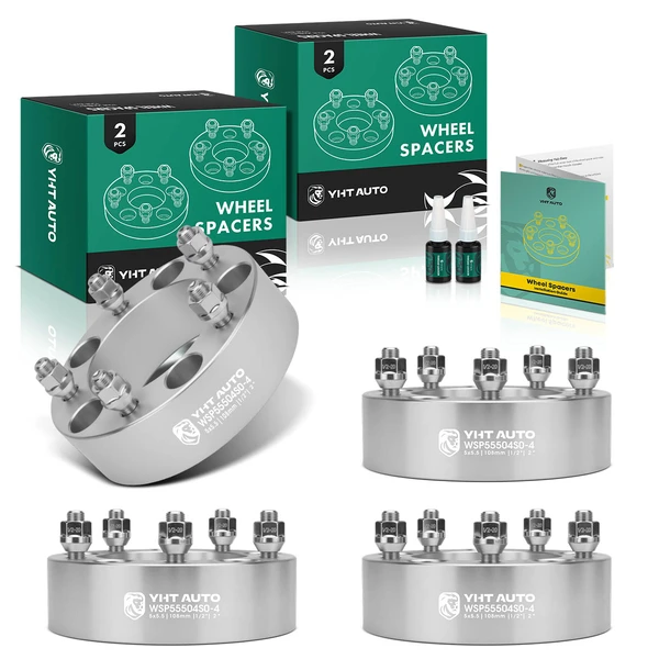 4 Pcs 2 inches Silver 5x5.5 to 5x5.5 inches Wheel Spacers 0.5 inch x 20 108mm for 1999-2003 Dodge Ram 1500 Van