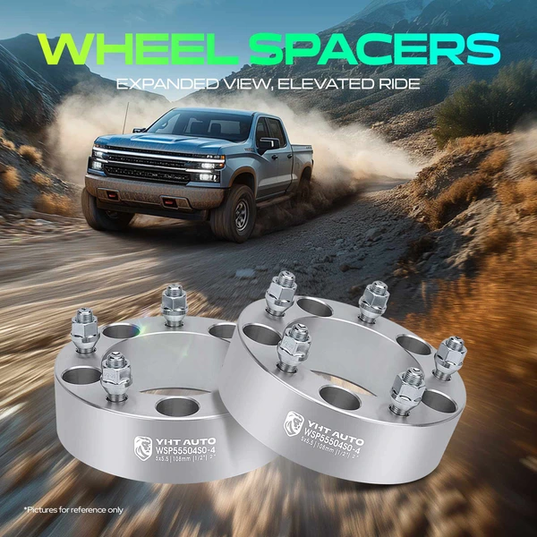 4 Pcs 2 inches Silver 5x5.5 to 5x5.5 inches Wheel Spacers 0.5 inch x 20 108mm for 1999-2003 Dodge Ram 1500 Van