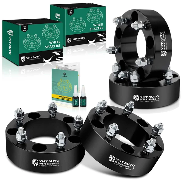 4 Pcs 2 inches Black 5x5.5 to 5x5.5 inches Wheel Spacers M12x1.25 108mm for 1989-1991 1998-2008 Chevrolet Tracker