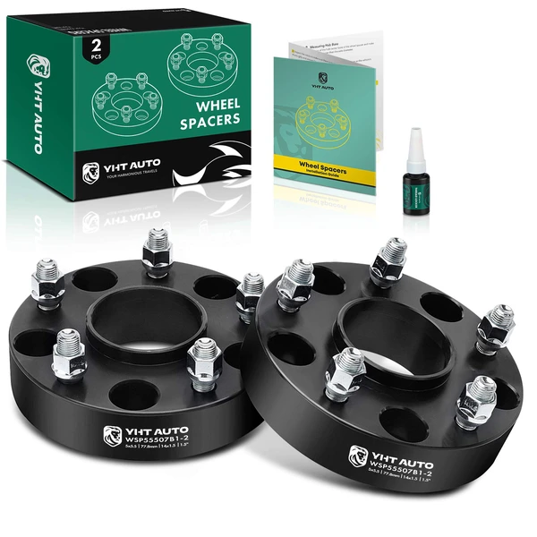 2 Pcs 1.5 inches Black 5x5.5 to 5x5.5 inches Wheel Spacers M14x1.5 77.8mm for 2019-2023 Ram 1500 Classic