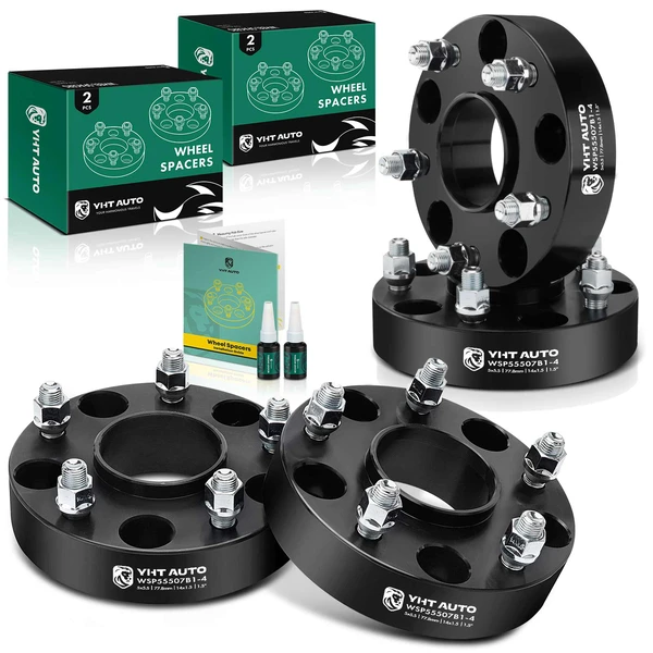 4 Pcs 1.5 inches Black 5x5.5 to 5x5.5 inches Wheel Spacers M14x1.5 77.8mm for 2012-2018 Ram 1500