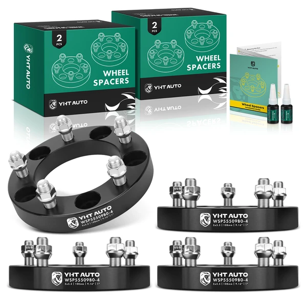 4 Pcs 1 inch Black 5x5.5 to 5x5.5 inches Wheel Spacers 0.5625 inch 108mm for 2011-2013 Ram 1500