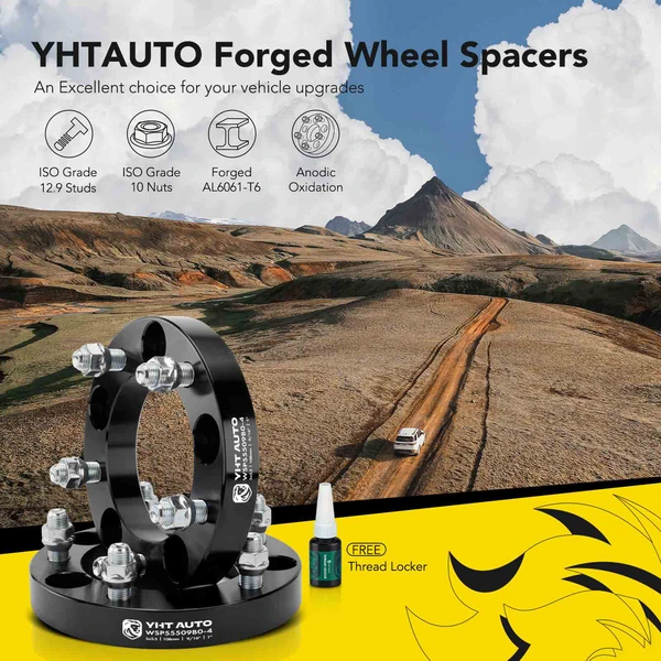 4 Pcs 1 inch Black 5x5.5 to 5x5.5 inches Wheel Spacers 0.5625 inch 108mm for 2005-2011 Dodge Dakota