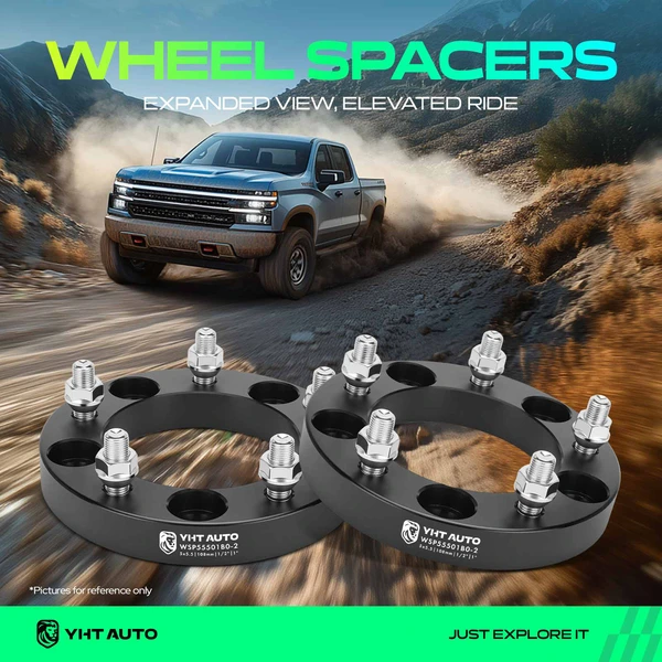 2 Pcs 1 inches Black 5x5.5 to 5x5.5 inches Wheel Spacers M20x0.5 108mm for Ford F-150