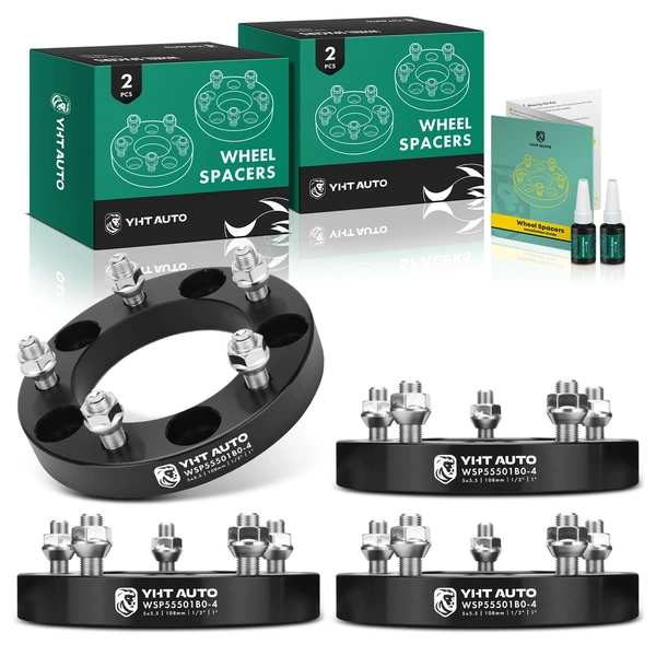 4 Pcs 1 inch Black 5x5.5 to 5x5.5 inches Wheel Spacers 0.5 inch x 20 108mm for 1966-1968 Jeep CJ5A