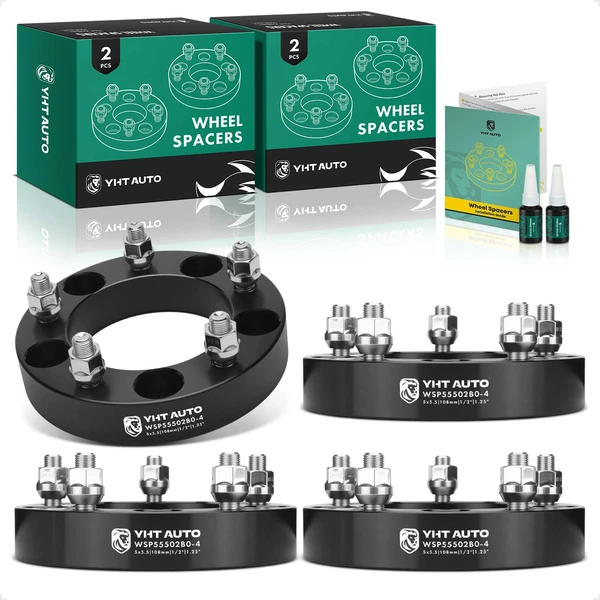 4 Pcs 1.25 inches Black 5x5.5 to 5x5.5 inches Wheel Spacers 0.5 inch x 20 108mm for Ford F-150