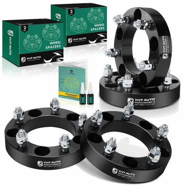 4 Pcs 1.25 inches Black 5x5.5 to 5x5.5 inches Wheel Spacers 0.5 inch x 20 108mm for 1990-1993 Dodge D150