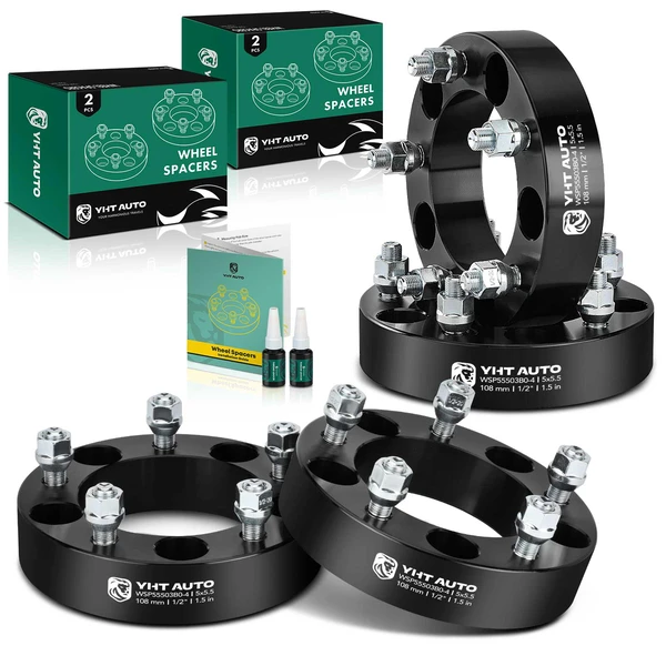 4 Pcs 1.5 inches Black 5x5.5 to 5x5.5 inches Wheel Spacers 0.5 inch x 20 108mm for Ford E-150