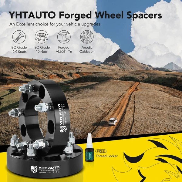 4 Pcs 1.5 inches Black 5x5.5 to 5x5.5 inches Wheel Spacers 0.5 inch x 20 108mm for Ford E-150