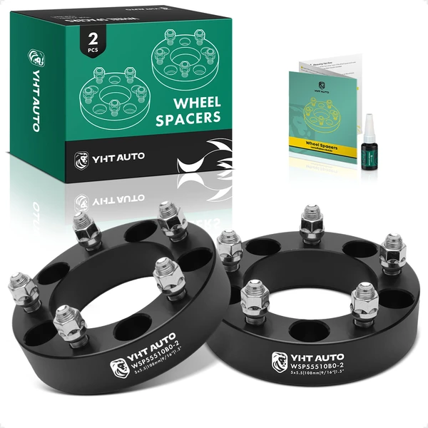 2 Pcs 1.5 inches Black 5x5.5 to 5x5.5 inches Wheel Spacers 0.5625 inch 108mm for 2011-2013 Ram 1500