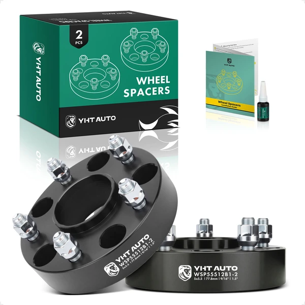 2 Pcs 1.5 inches Black 5x5.5 to 5x5.5 inches Wheel Spacers 0.5625 inch 77.8mm for Ram 1500