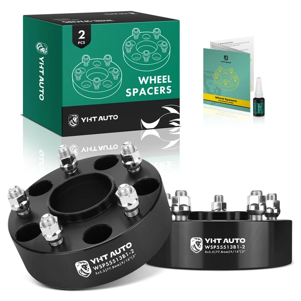 2 Pcs 2 inches Black 5x5.5 to 5x5.5 inches Wheel Spacers 0.5625 inch 77.8mm for Dodge Durango