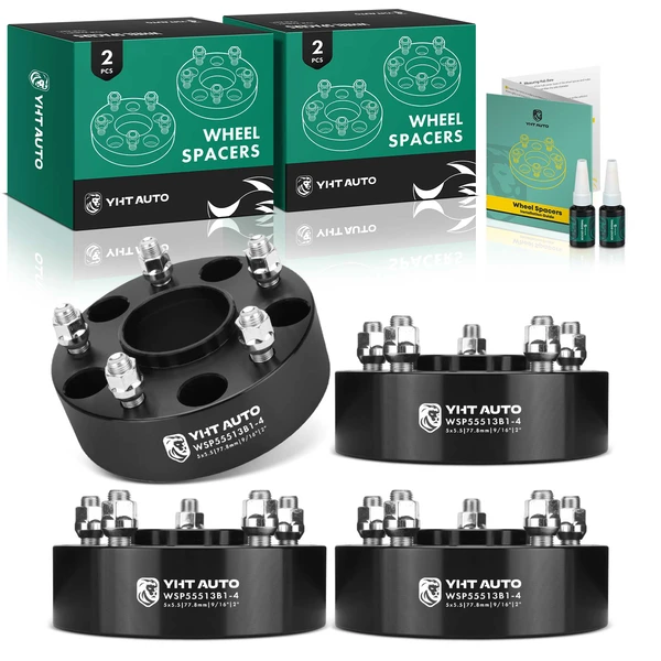 4 Pcs 2 inches Black 5x5.5 to 5x5.5 inches Wheel Spacers 0.5625 inch 77.8mm for 2011-2013 Ram 1500