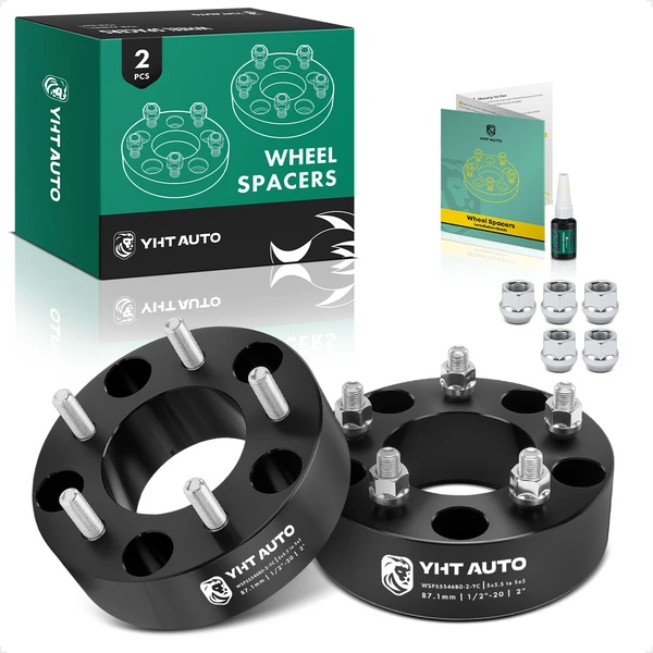 2 Pcs 5x5.5 to 5x5 Wheel Adapter 1/2 inch-20 87.1mm 2 inch for Ford F-150 Dodge Ram 1500