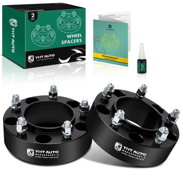 2 Pcs 2 inches Black 5x5.9 to 5x5.9 inches Wheel Spacers M14x1.5 110mm for Toyota Tundra