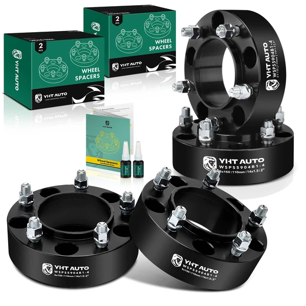 4 Pcs 2 inches Black 5x5.9 to 5x5.9 inches Wheel Spacers M14x1.5 110mm for 2008-2011 2013-2016 Lexus LX570