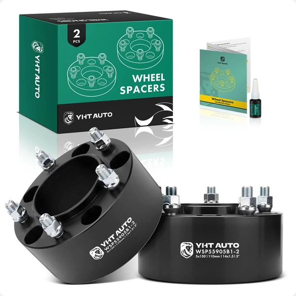 2 Pcs 3 inches Black 5x5.9 to 5x5.9 inches Wheel Spacers M14x1.5 110mm for Toyota Tundra Lexus