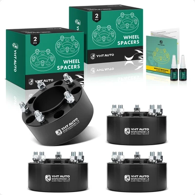 4 Pcs 3 inches Black 5x5.9 to 5x5.9 inches Wheel Spacers M14x1.5 110mm