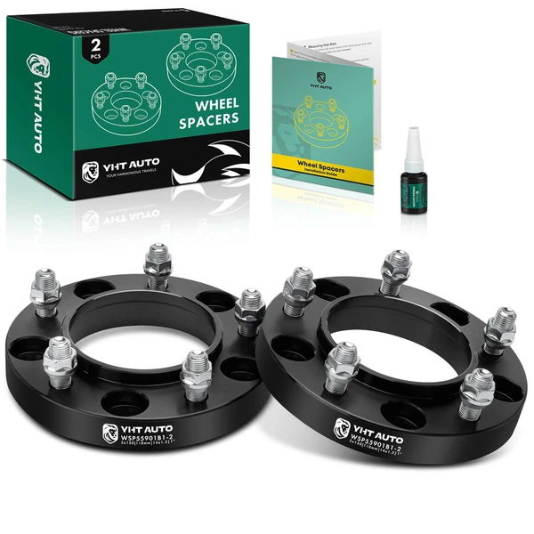 2 Pcs 1 inches Black 5x5.9 to 5x5.9 inches Wheel Spacers M14x1.5 110mm for 2008-2011 2013-2021 Lexus LX570