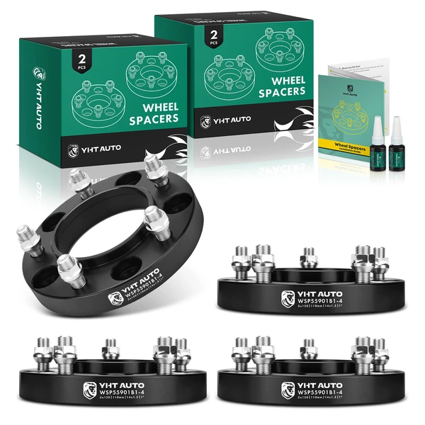 4 Pcs 1 inches Black 5x5.9 to 5x5.9 inches Wheel Spacers M14x1.5 110mm for 2008-2011 2013-2021 Lexus LX570