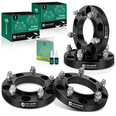 4 Pcs 1 inches Black 5x5.9 to 5x5.9 inches Wheel Spacers M14x1.5 110mm