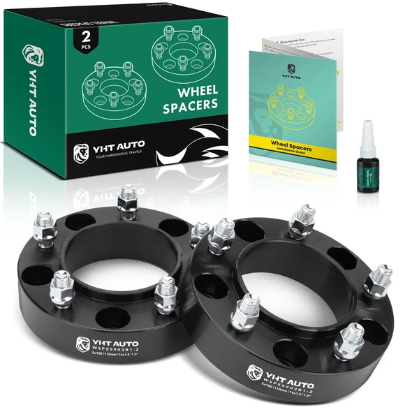 2 Pcs 1.5 inches Black 5x5.9 to 5x5.9 inches Wheel Spacers M14x1.5 110mm for 2008-2011 2013-2021 Lexus LX570