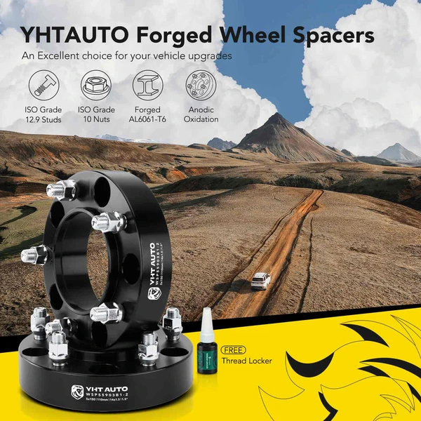 2 Pcs 1.5 inches Black 5x5.9 to 5x5.9 inches Wheel Spacers M14x1.5 110mm for 2008-2011 2013-2021 Lexus LX570