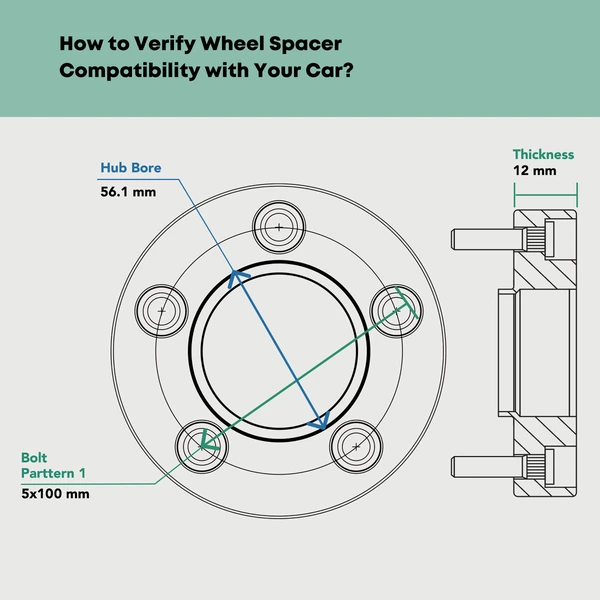 2 Pcs 5x100 Wheel Spacers 56.1mm 12mm for Subaru Outback Forester Impreza Crosstrek