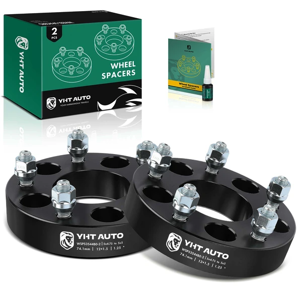 2 Pcs 5 x 4.75 inch to 5 x 5 inch Wheel Adapters 12x1.5 74.1mm 1.25 inch for Chevrolet GMC