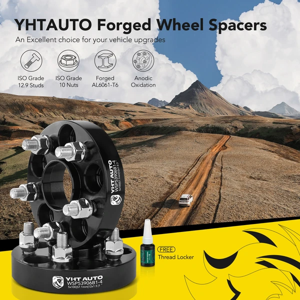 4 Pcs 1 inch Black 5x3.94 to 5x3.94 inches Wheel Spacers M12x1.5 57.1mm for 2001-2010 Chrysler PT Cruiser