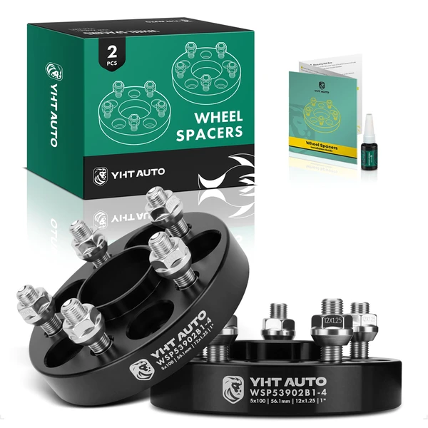 2 Pcs 1 inches Black 5x3.94 to 5x3.94 inches Wheel Spacers M12x1.25 56.1mm for 2005-2006 Saab 9-2X